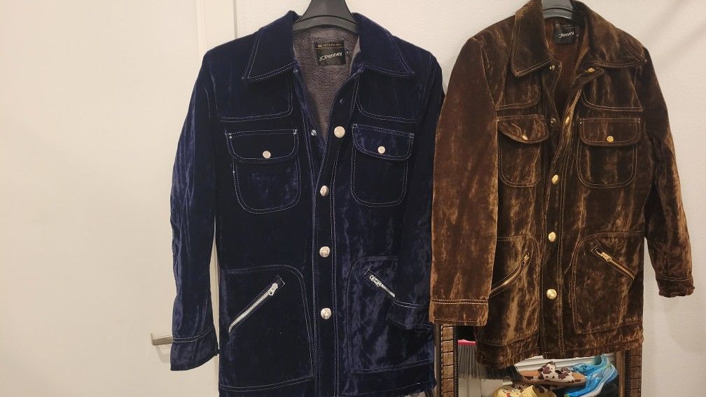 2 Vintage 70s Unisex Fleeced Lined Jackets 