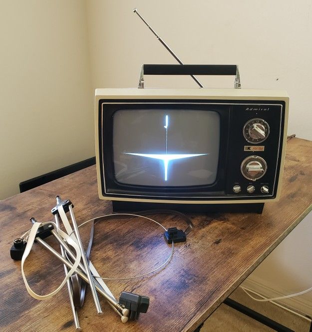 Vintage Admiral Black and White Portable TV 1970's WORKS! Television