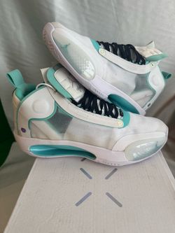 New! Nike Air Jordan 34 sneakers in the "Guo Ailun" or "Snow Leopard" colorway,
