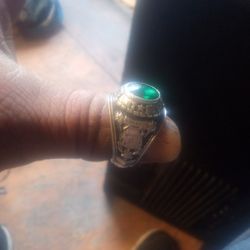 Silver Ring With Green Diamond