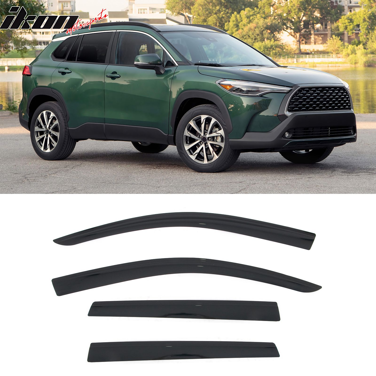 Fits 2022-2025 Toyota Corolla Cross Low Profile Style Tape on Window Visor Deflector
