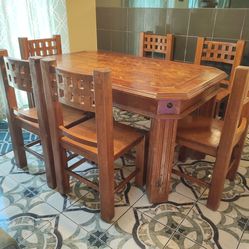Solid Wood Dining Table &  Six Chair Set