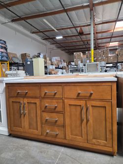 OVE Decors Athea 60-in Almond latte Undermount Single Sink Bathroom Vanity with Marble Top