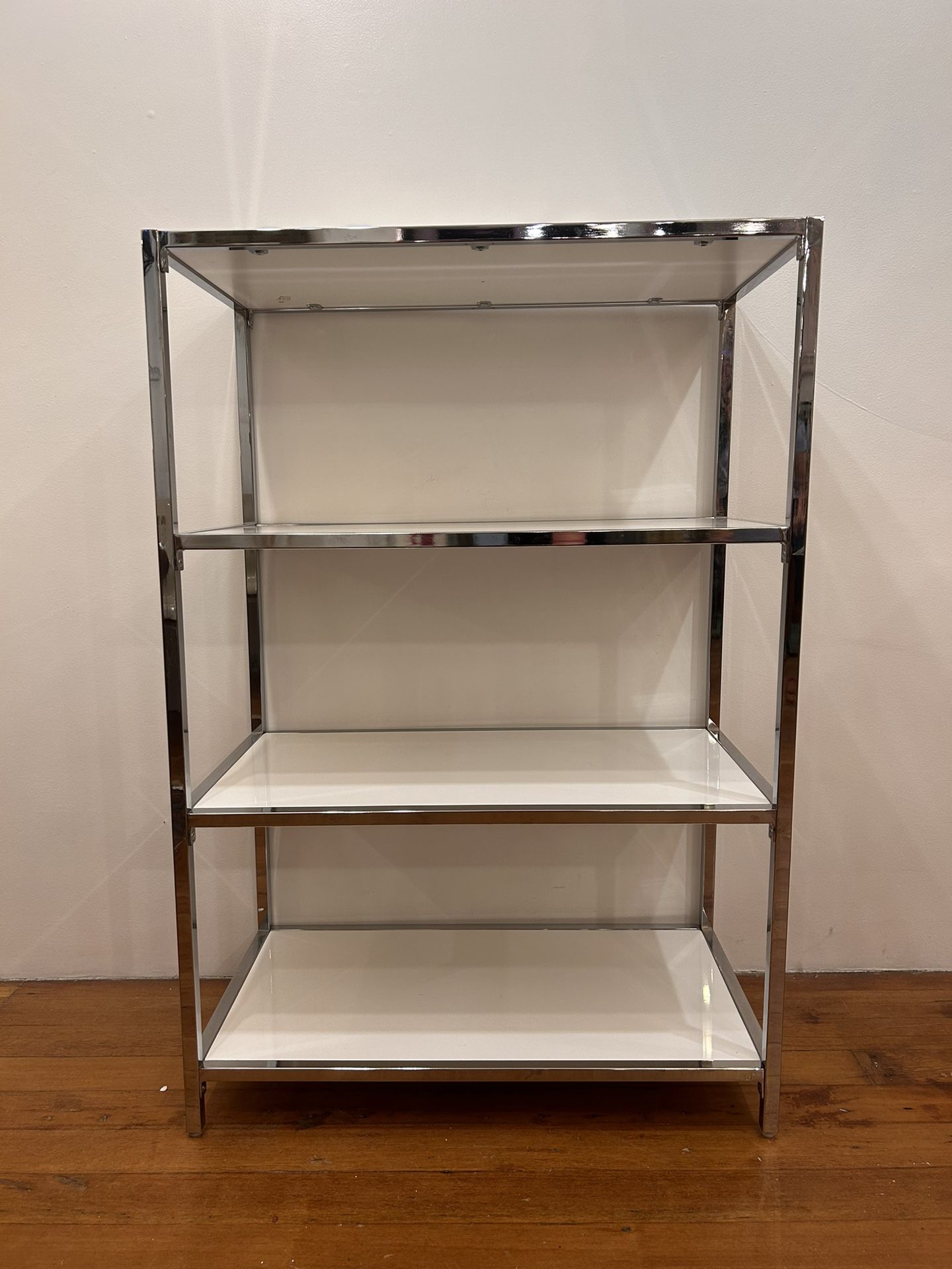 Chrome And White Laminate Shelving