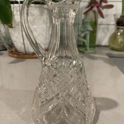 Vintage Pressed Cut Clear Glass Cruet Bottle