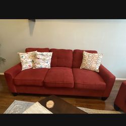 Red Sofa + Loveseat Set – Great Condition!