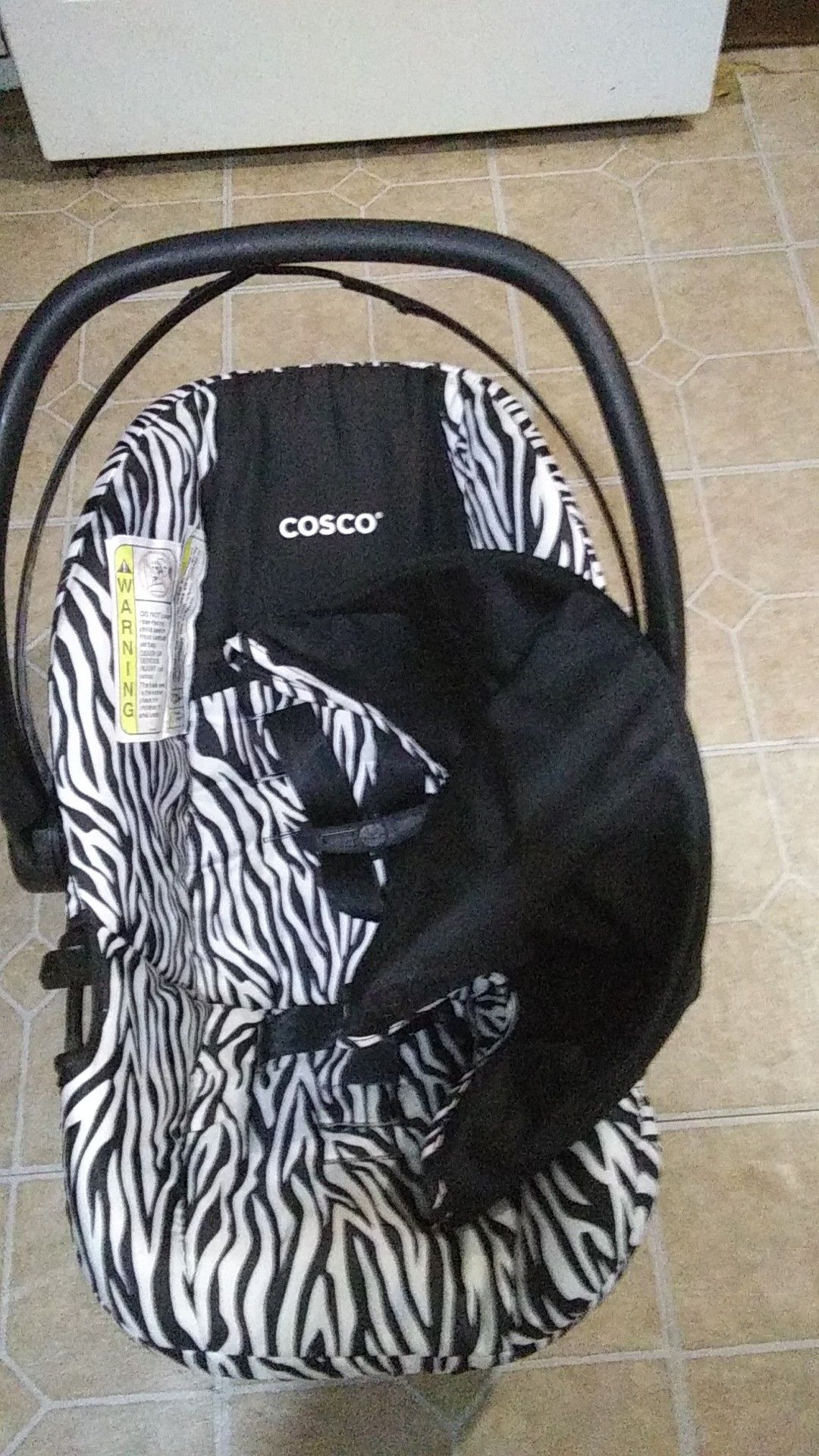 Clean Zebra print Greco infant carrier