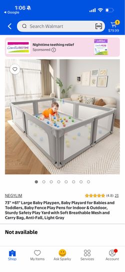 unboxed new 73” x 61” Large Baby Playpen - Gray