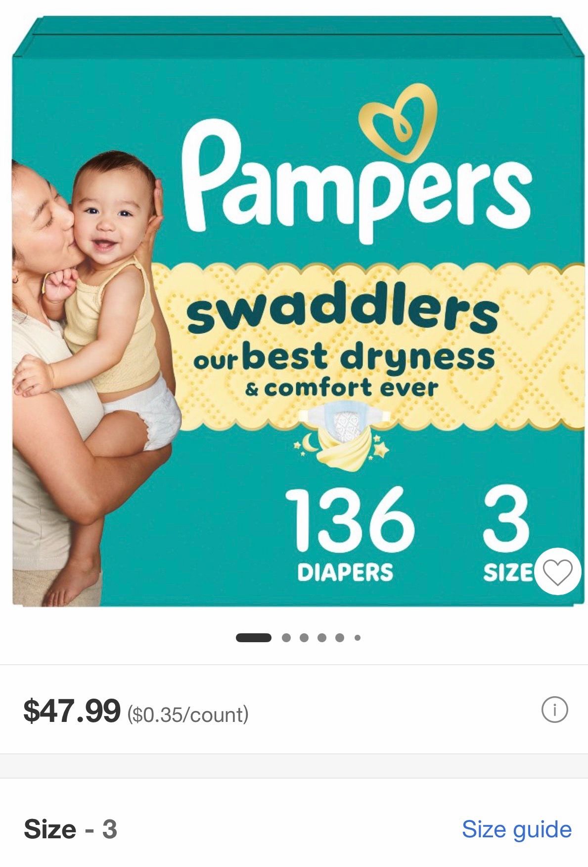 Pampers size 3 (136 count) new