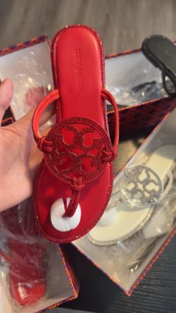 Tory Burch Miller Crystal Sandal in Red