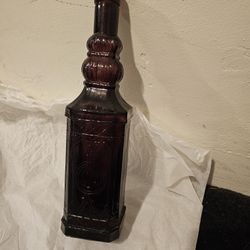 Vintage Purple Glass Decorative Bottle With Resign Design 