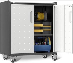 P173 Garage Cabinets,Metal Garage Storage Cabinet with Wheels,Lockable Rolling Tool Cabinet with Drawer and Adjustable Shelves,Heavy Duty Tools Cabine