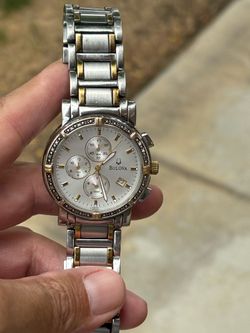 Men’s Bulova Chronograph Watch – Two-Tone Stainless Steel & Gold with Diamond Bezel