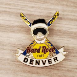 Hard Rock Cafe Denver Skull And Skis Pin 