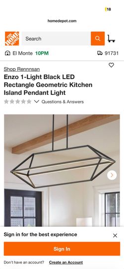Enzo 1-Light Black LED Rectangle Geometric Kitchen Island Pendant Light