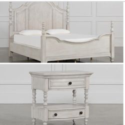 Reduced Price - Moving Sale - Queen Bed With Mattress And Night Stands