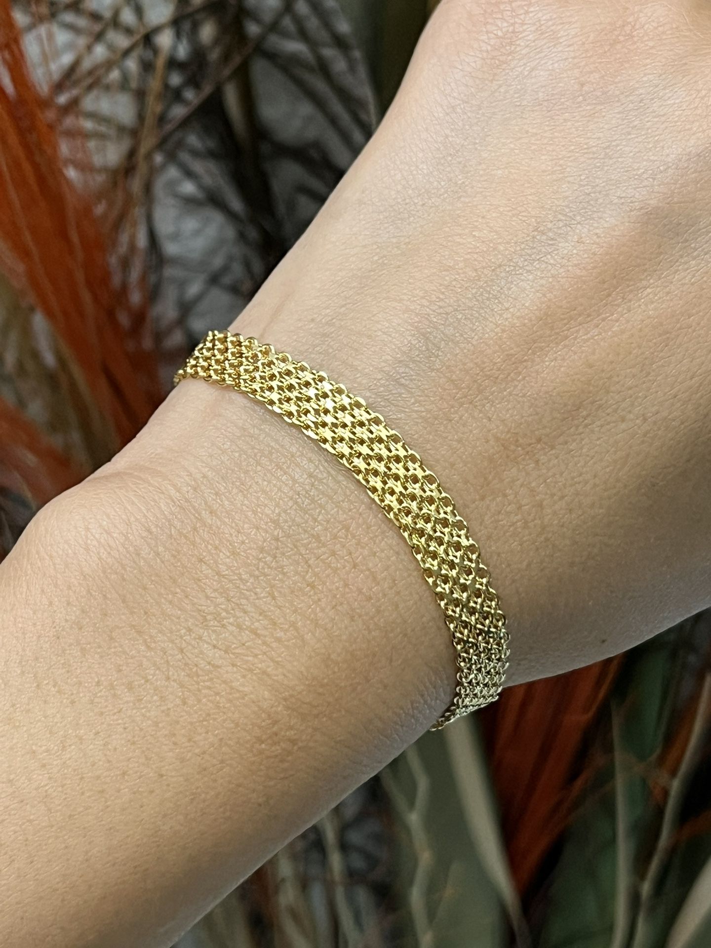 S925 silver gold chain chunky cuff bangle bracelet