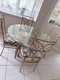 Glass Top Dining Table with 4 Chairs