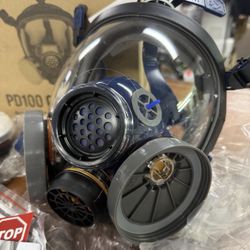 Gas Mask Respirator Full Face Parcil PD-100  ASTM Dual Activated Charcoal Filter