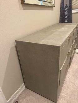 RH Gray Shagreen Dresser with Gold Hardware