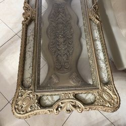 Vintage Rococo Gold Glass-Top Coffee Table & End Table Set – Ornate, Luxurious, Timeless