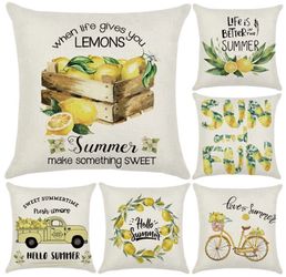 New Lemon Decor Pillow Covers,Summer Pillow Covers 18X18,Farmhouse Outdoor Yellow Pillow Covers,Lemon Buffalo Check Truck Theme Home Decor for Patio
