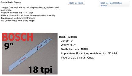 9 inch metal Bosch blades