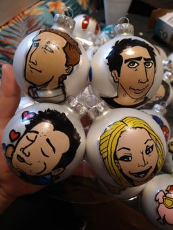 Friends 12 ct Glass Hand Painted Ornaments