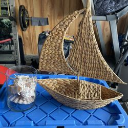 Decorative Sailboat & Seashells 