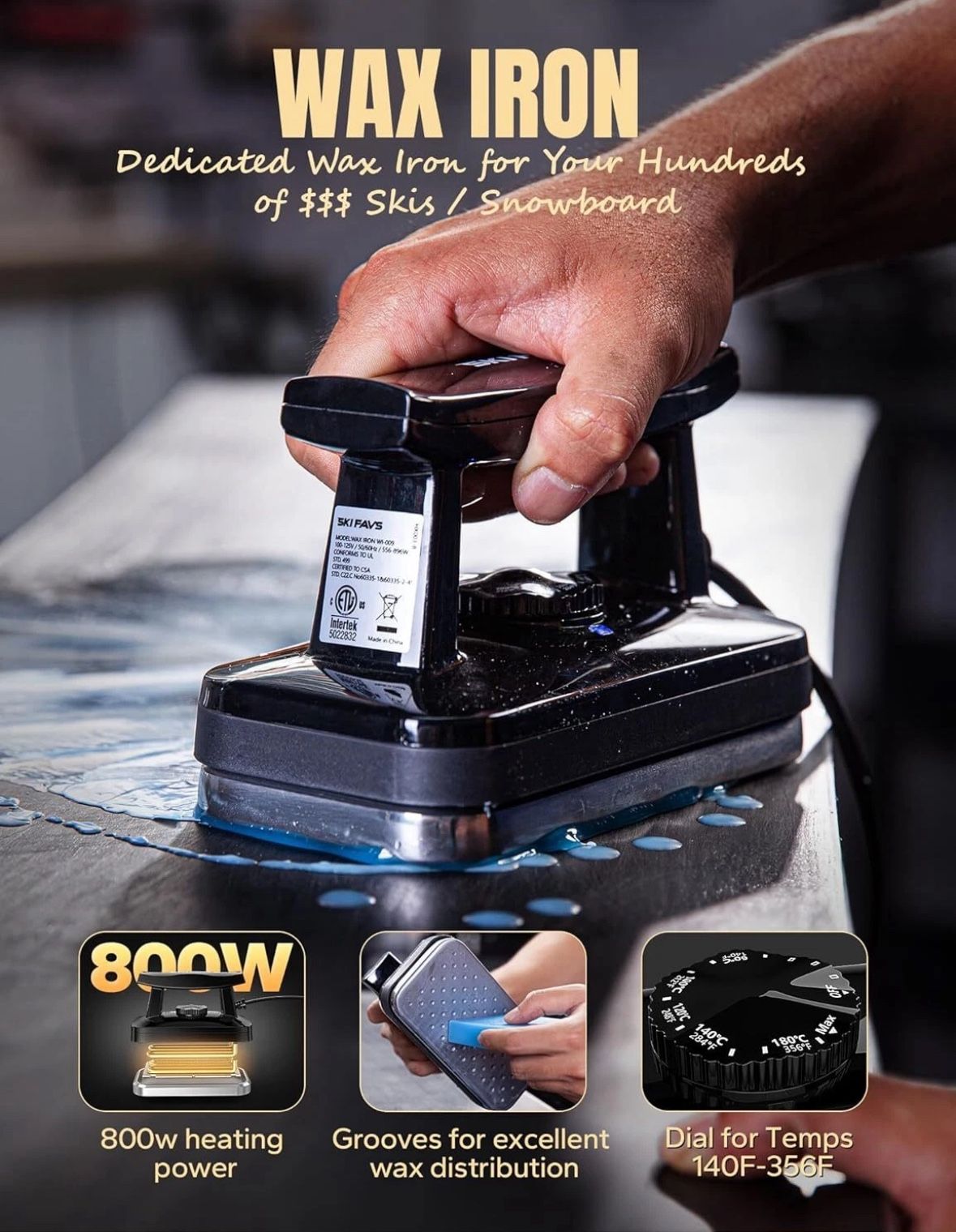 Ski/Snowboard Wax Kit, Ski Tuning & Waxing Kit with Wax Iron, Complete Basic