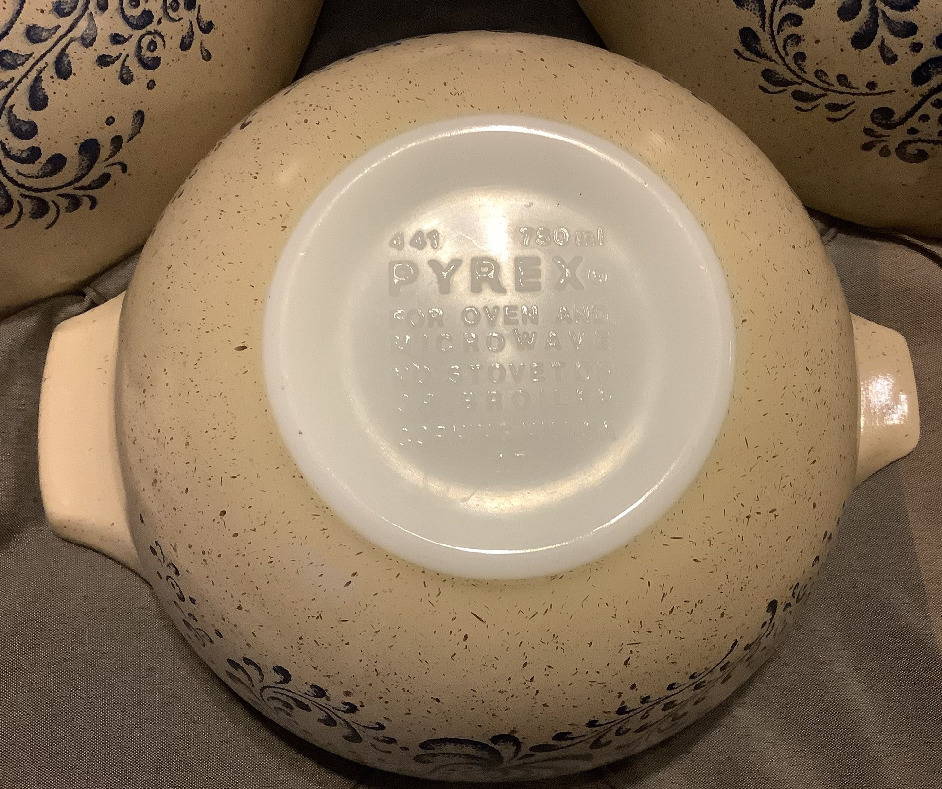 hot vintage pyrex homestead cinderella nesting bowls, 441, 442, 443