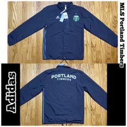 Adidas MLS Portland Timbers Button Up Track Jacket Utility Black Men’s Sz S New