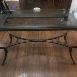 Entryway Glass And Heavy Metal Table