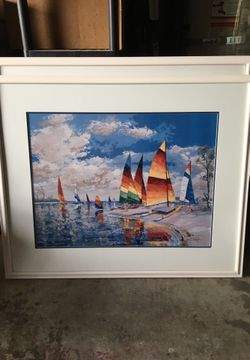 Sailboat print. 43 3/4” wide x 35 3/4” tall