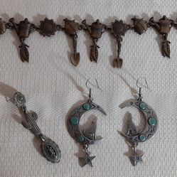 Jjjonet Garden Bracelet Howling Owl Moon And Star Stimulated Turquoise Earrings 1988 Single Earring Desert Coyote Flower Drop Dangle Southwest