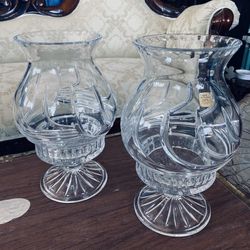 24% Pure  Lead Crystal Vintage Hurricane lamp Interchangeable 