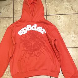 Sp5der Men's Hoodie Orange Rhinestone Men’s XL 