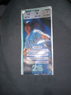 Mariners Ticket From 1997 / Mari Vs  Blue Js  Thumbnail