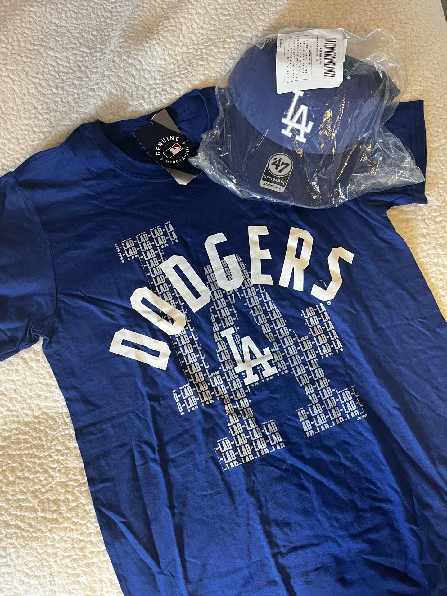 MLB Dodgers Blue Kids Tee and hat