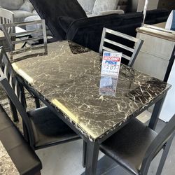 5 Piece Dining Table Set  Table Is 48” X 30” X 30”H