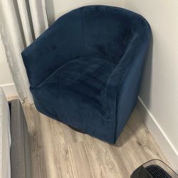 Blue Velvet Swivel Chair