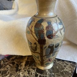 Vintage Indian Brass/Enamel Vase