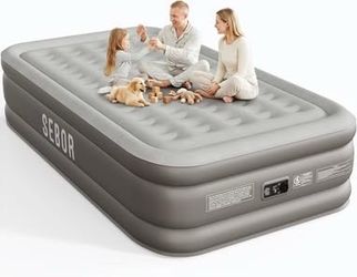 Air Mattress Queen with Built-in Pump 18", Comfortable Self-Inflating Blow up with High-Speed Pump