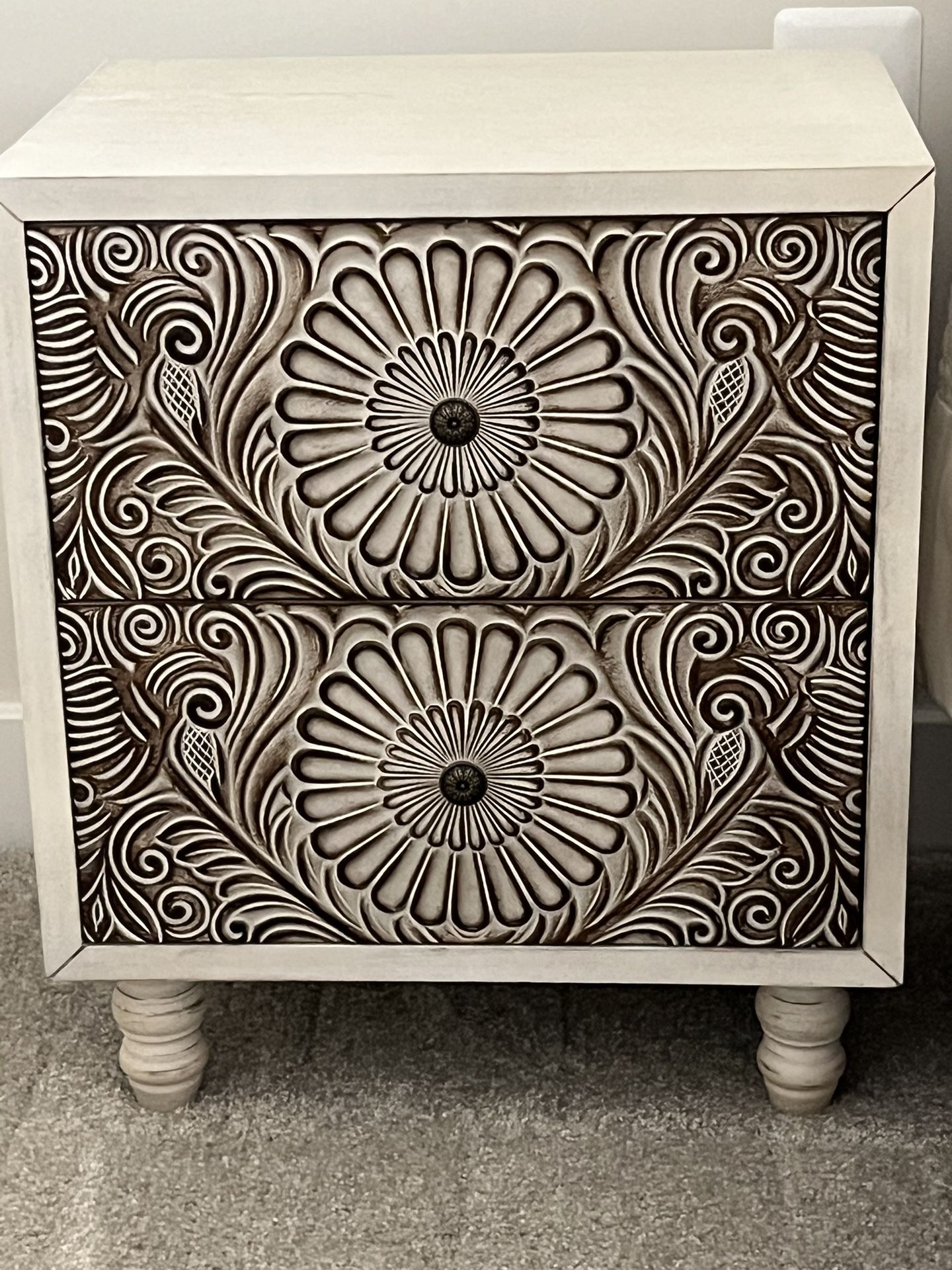 Rustic Whitewashed Nightstand