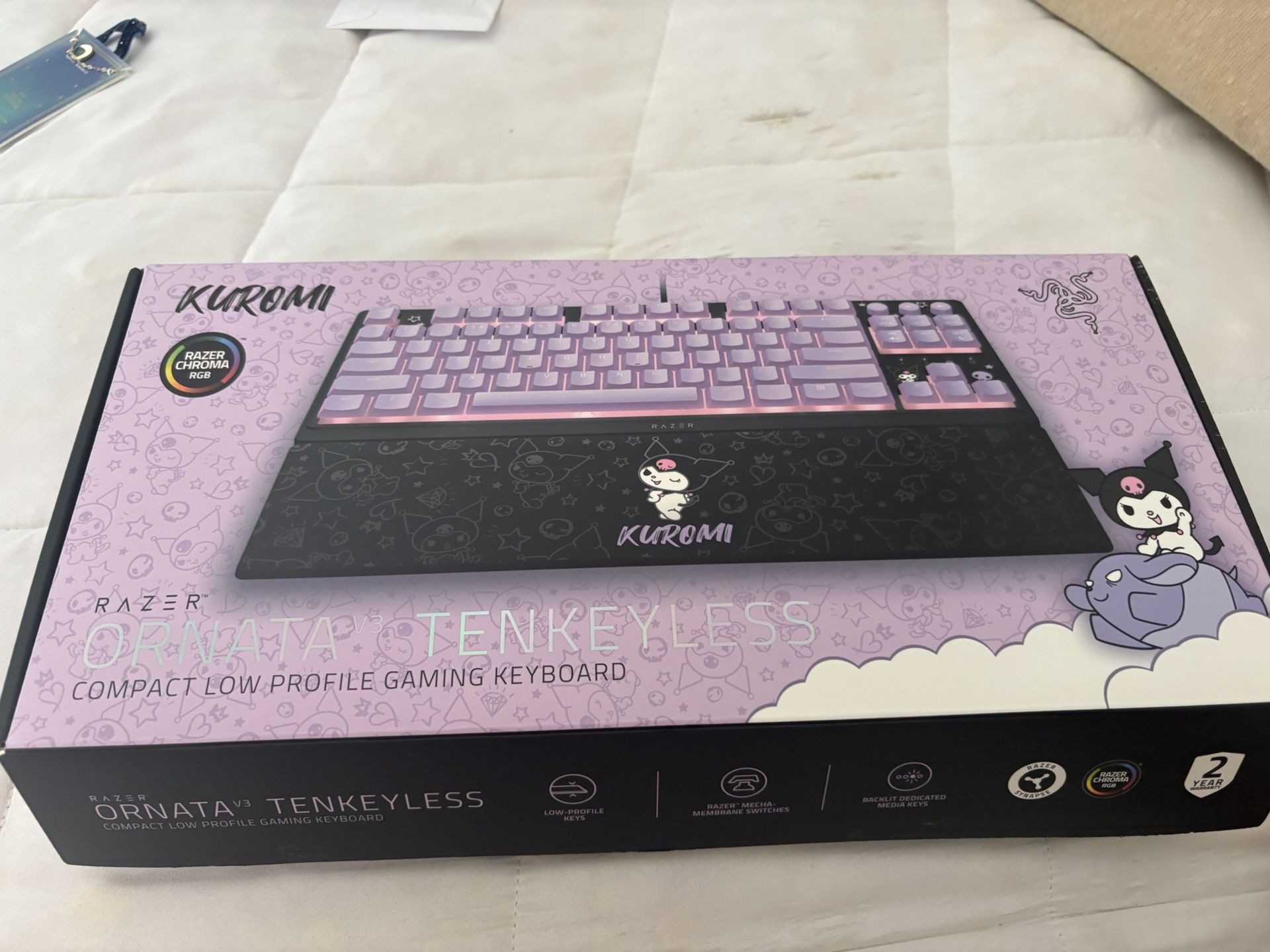 Razer x Sanrio Kuromi Wired Mechanical Keyboard 87 Keys Wrist Rest Set Gift