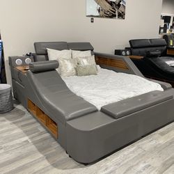 Tesla Entertainment Bed . W Massage Chair & Side Desk