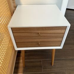 Nathan James Harper Modern Nightstand Side Accent or End Table with Storage Drawer, 1, White/Brown