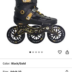 Size 10 Black And Gold Roller Skates 