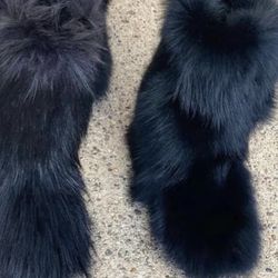 Real Fur Black Boots Size 7&8 