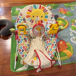 Bright Starts Playful Pinwheels Vibrating Baby Bouncer Seat with Toy Bar